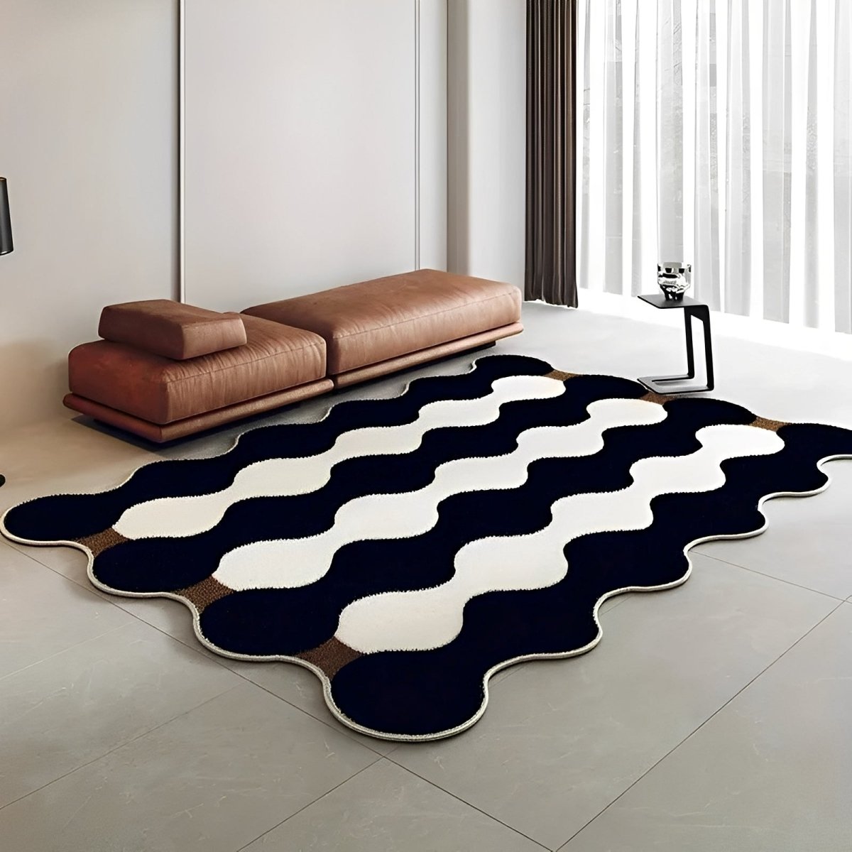 Nelly Washable Terry Velor Decorative Rug - Modern French Design - Gray 40x60 cm 1