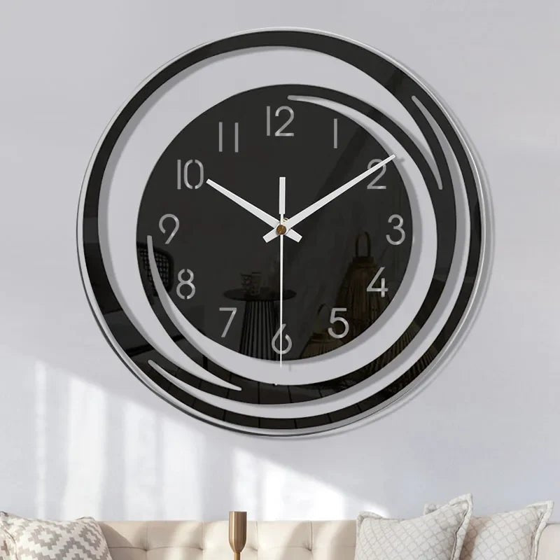 NoirTime - Modern Black Acrylic Wall Clock with Silent Operation 0