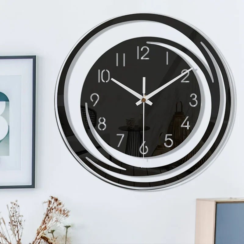 NoirTime - Modern Black Acrylic Wall Clock with Silent Operation 4