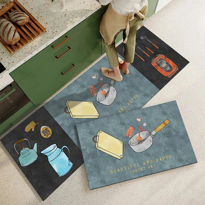 Non-Slip Crystal Velvet Kitchen Mat - Absorbent & Elegant for Living Room, Bedroom 1