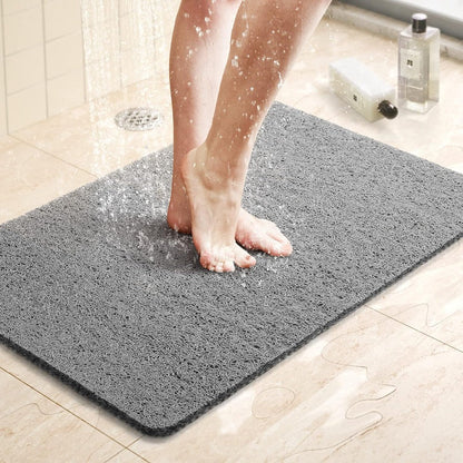 Non-Slip Shower Mat with Quick-Drying Drainage Design – Soft Loofah-Like Surface for Ultimate Comfort and Safety, 40x60 cm, Gray 1
