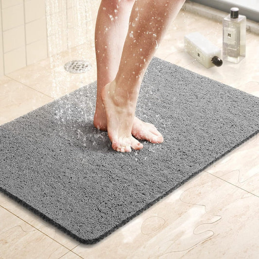 Non-Slip Shower Mat with Quick-Drying Drainage Design – Soft Loofah-Like Surface for Ultimate Comfort and Safety, 40x60 cm, Gray 1