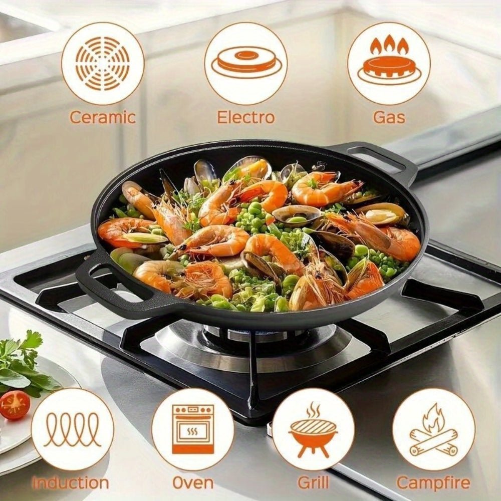 Non-Stick Cast Iron Griddle Skillet Pan - Versatile Cooking with Dual Handles 5