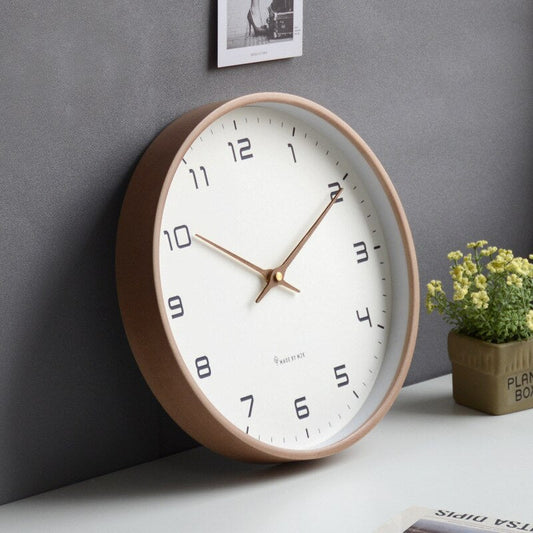 NordicTime Silent Wooden Wall Clock - Scandinavian Minimalist Design, 30 cm 0