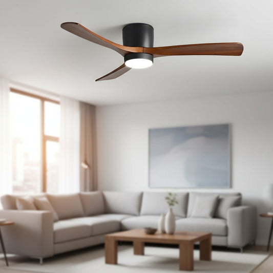Nordic Wooden Ceiling Fan Light - Minimalist LED Design in 42, 48, 52 Sizes 0