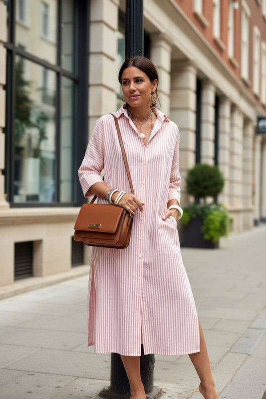 Olivia Women's Striped Summer Dress - Lightweight & Versatile Shirt Dress 1