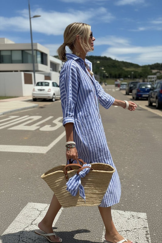 Olivia Women's Striped Summer Dress - Lightweight & Versatile Shirt Dress 2