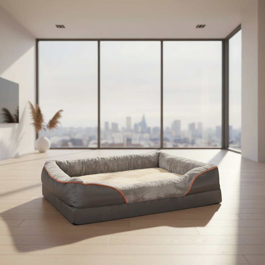 Orthopedic Dog Bed with Removable Cover, Bolster Design & Non-Slip Base 0