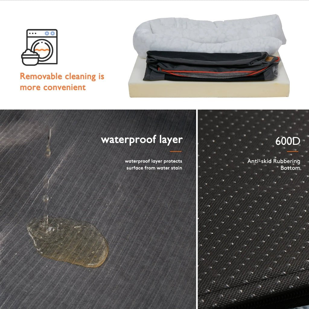 Orthopedic Dog Bed with Removable Cover, Bolster Design & Non-Slip Base 5