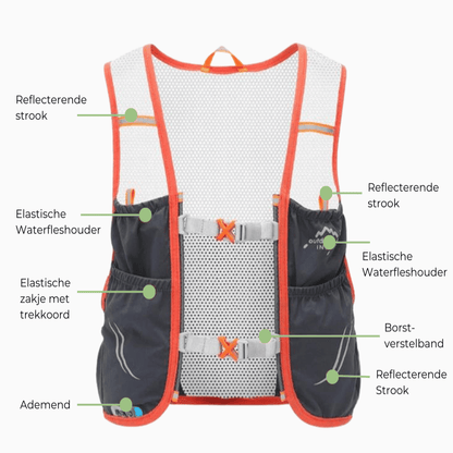 OutdoorHaven Trailrun Hydration Vest with 2 Soft Flasks and Reflective Stripes 6