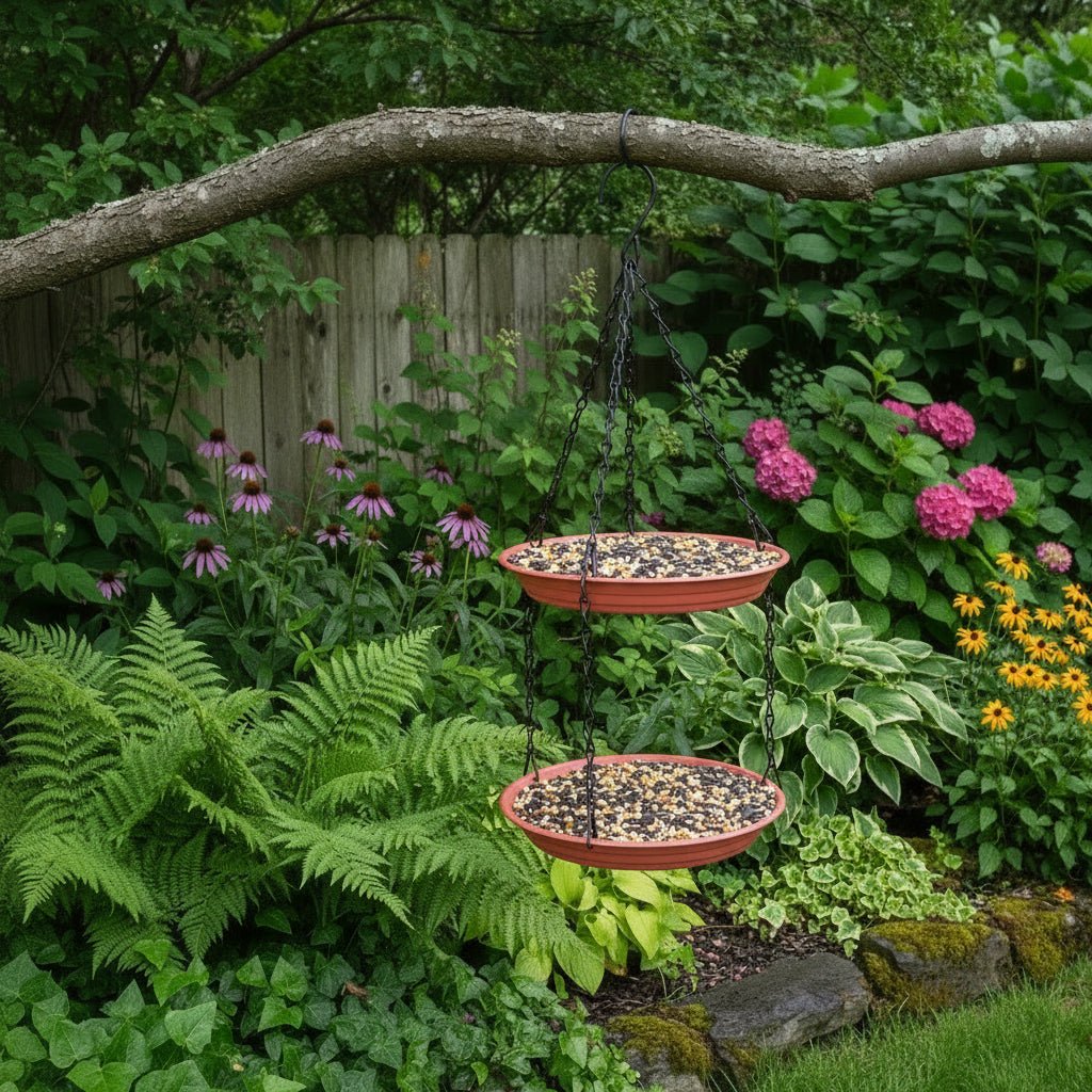 Outdoor Hanging Bird Feeder with Double Plates and Chain - Durable Anti-Rust Design 4