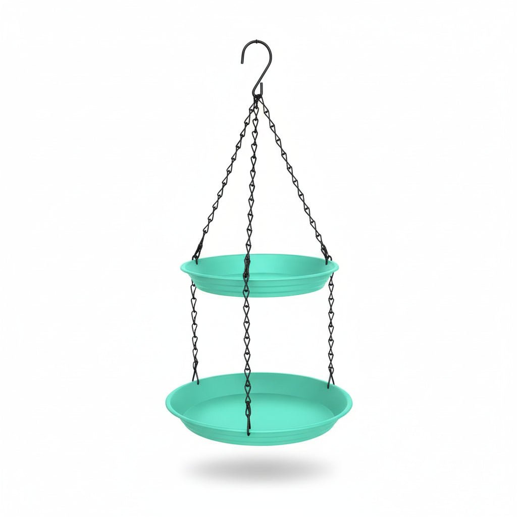 Outdoor Hanging Bird Feeder with Double Plates and Chain - Durable Anti-Rust Design 7