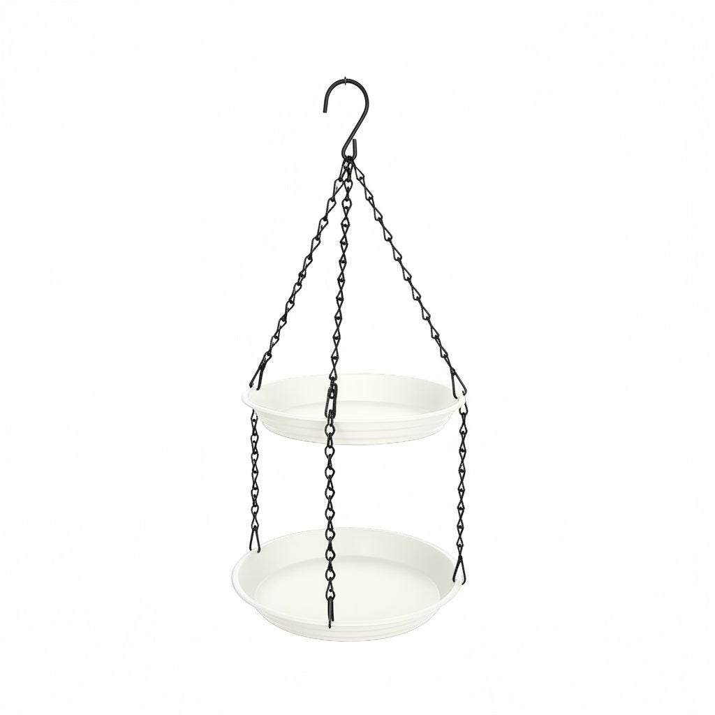 Outdoor Hanging Bird Feeder with Double Plates and Chain - Durable Anti-Rust Design 8