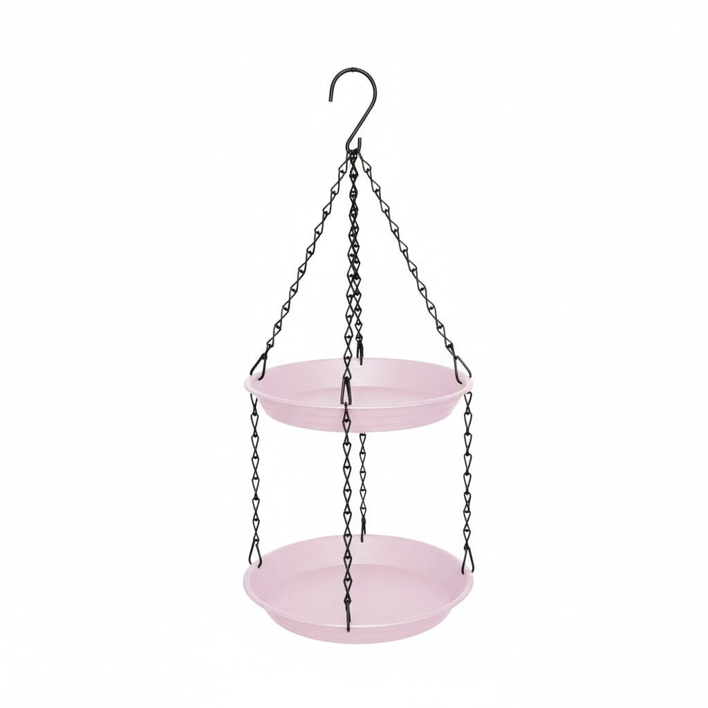 Outdoor Hanging Bird Feeder with Double Plates and Chain - Durable Anti-Rust Design 9
