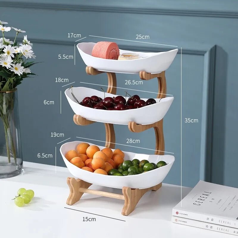 Ovaluxe Tiered Fruit Bowl | Elegant 2-Tier and 3-Tier kitchen organizer for fruit and snacks 1