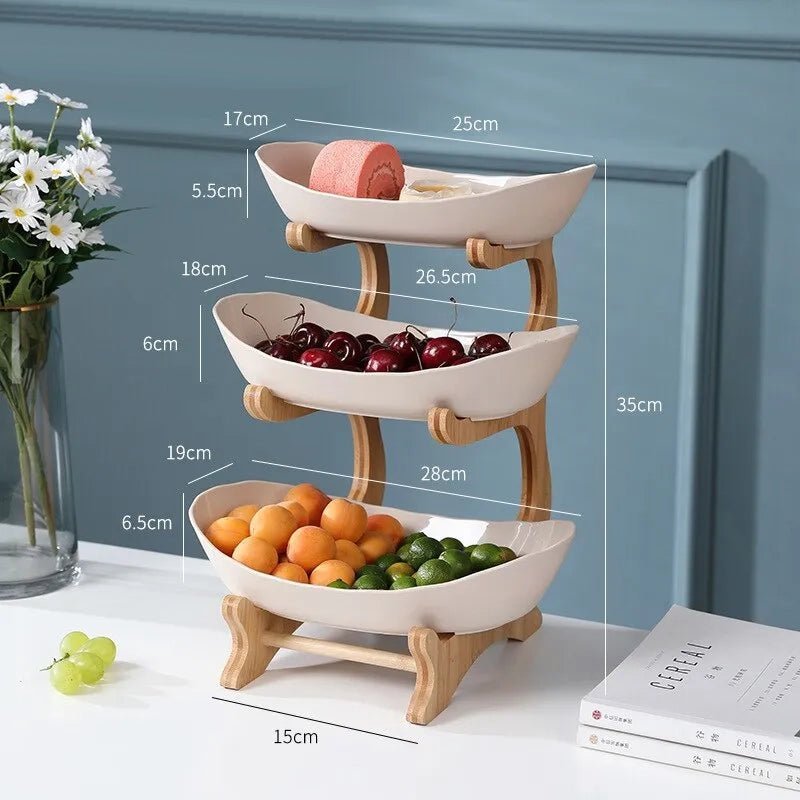 Ovaluxe Tiered Fruit Bowl | Elegant 2-Tier and 3-Tier kitchen organizer for fruit and snacks 2