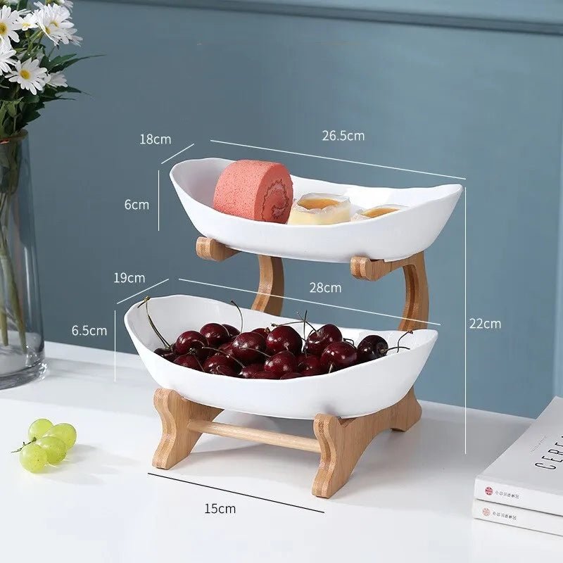 Ovaluxe Tiered Fruit Bowl | Elegant 2-Tier and 3-Tier kitchen organizer for fruit and snacks 4
