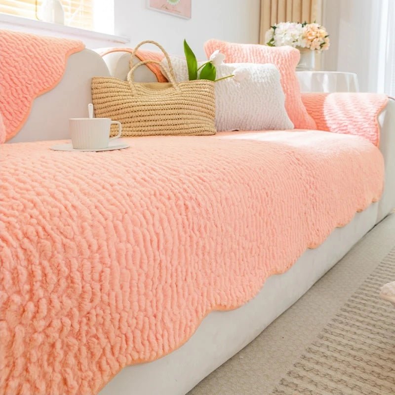 PLUSHCREAM – Thick tufted fleece sofa throw for warm winter coziness 11