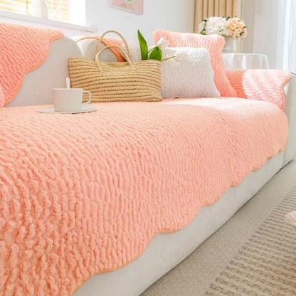 PLUSHCREAM – Thick tufted fleece sofa throw for warm winter coziness 11