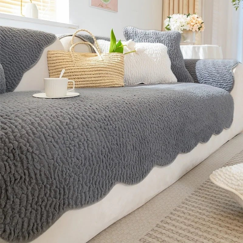 PLUSHCREAM – Thick tufted fleece sofa throw for warm winter coziness 13
