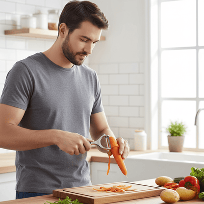 PeelMate Pro – Comfortable, Non-Slip Stainless Steel Peeler for Effortless Prep 1