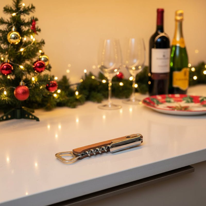 Personalized 3-in-1 Wooden and Stainless Steel Bottle Opener for Beer and Wine 1
