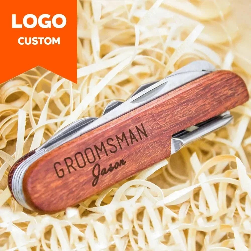 Personalized Wooden Wine Opener - Custom Engraved Rosewood Gift for Weddings 0