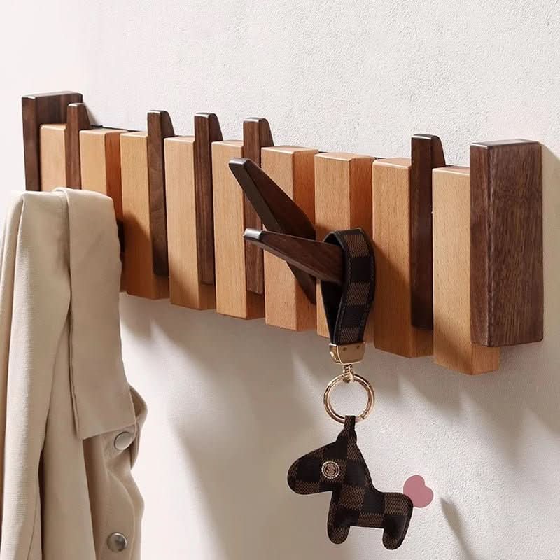 PianoWood - Handcrafted piano-style wall coat rack made from walnut & beech 2