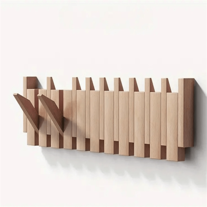 PianoWood - Handcrafted piano-style wall coat rack made from walnut & beech 7