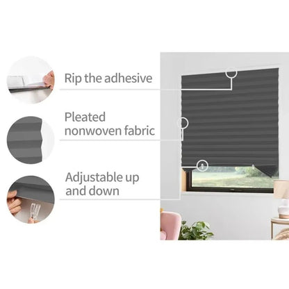 Pleated Blackout Blinds - Self-Adhesive Window Shades for Privacy and UV Protection 3