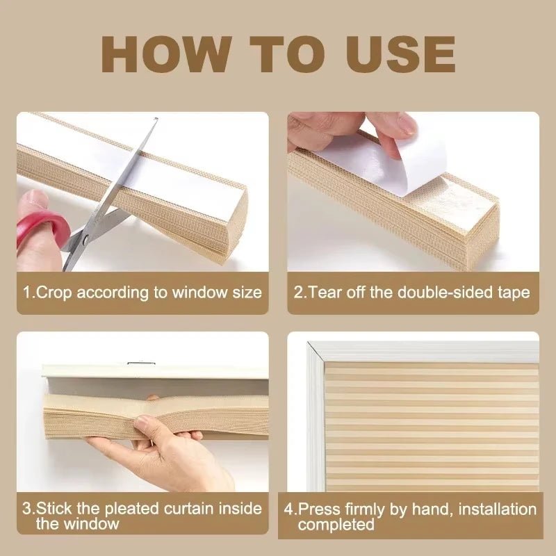 Pleated Blackout Blinds - Self-Adhesive Window Shades for Privacy and UV Protection 4