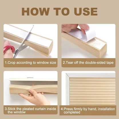 Pleated Blackout Blinds - Self-Adhesive Window Shades for Privacy and UV Protection 4