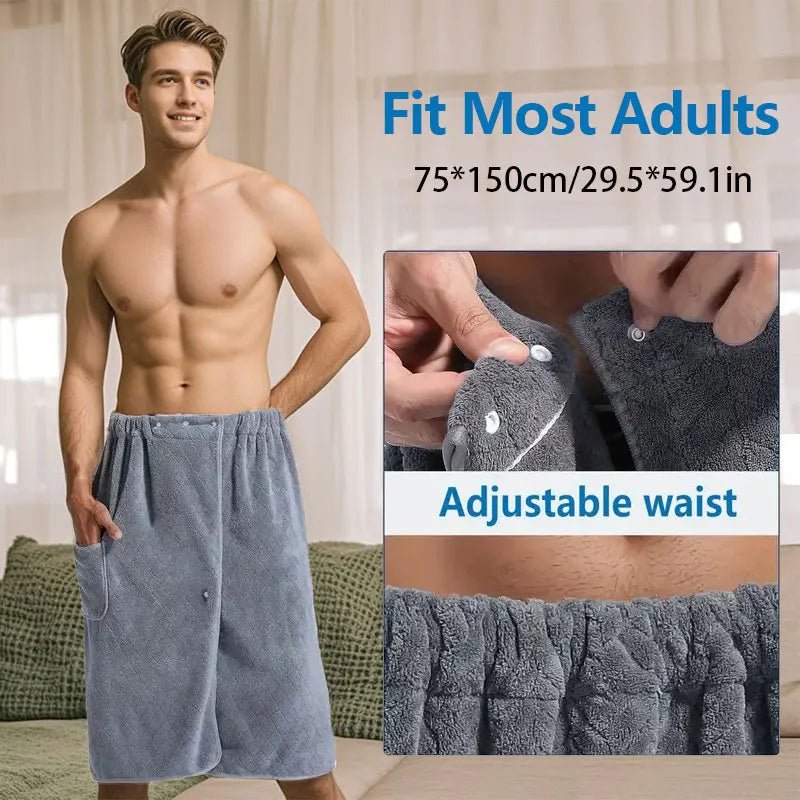 Plus Size Men's Bath Skirt Towel - Soft, Absorbent & Comfortable for Home, Travel, Spa & Beach 1