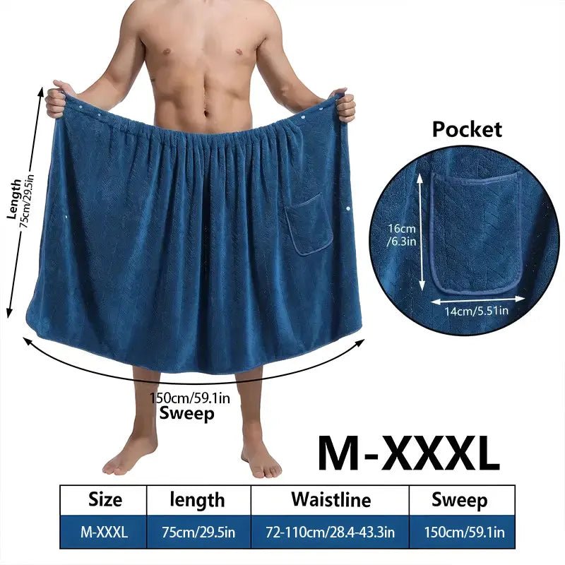 Plus Size Men's Bath Skirt Towel - Soft, Absorbent & Comfortable for Home, Travel, Spa & Beach 4