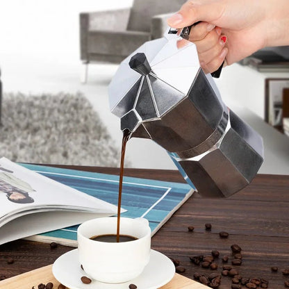 Portable Italian Aluminum Coffee Maker - Octagonal Espresso & Tea Pot 1