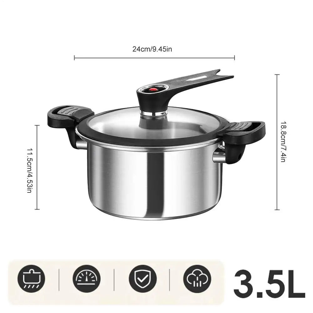 Portable Stainless Steel Pressure Cooker - Fast Cooking with 5-Layer Steel Base 6