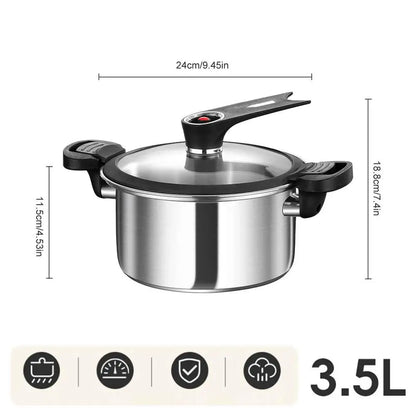 Portable Stainless Steel Pressure Cooker - Fast Cooking with 5-Layer Steel Base 6