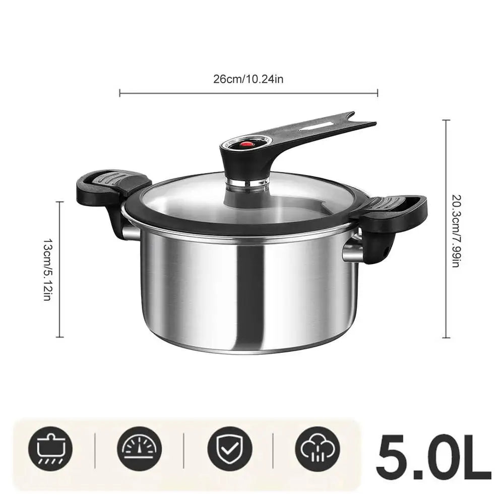 Portable Stainless Steel Pressure Cooker - Fast Cooking with 5-Layer Steel Base 7