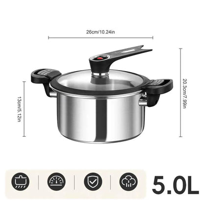 Portable Stainless Steel Pressure Cooker - Fast Cooking with 5-Layer Steel Base 7