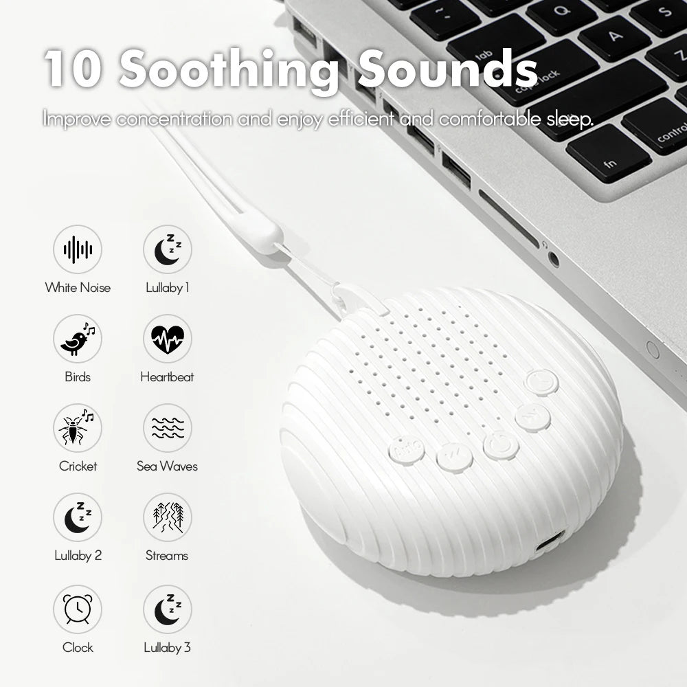 Portable White Noise Machine - 10 Soothing Sounds for Sleep & Relaxation 2