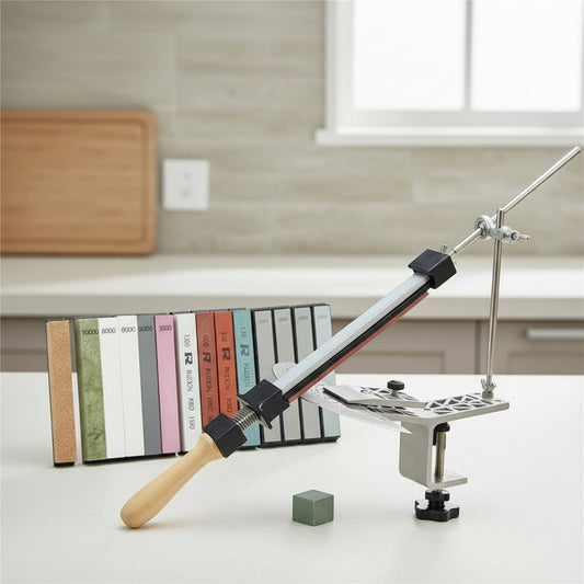 Precision Manual Knife Sharpener with Adjustable Rotatable Clamp for All Blades 0