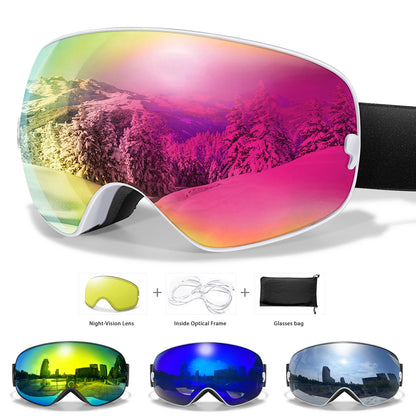 Premium Anti-Fog Ski Goggles with UV400 Protection & Night Vision Lens 0
