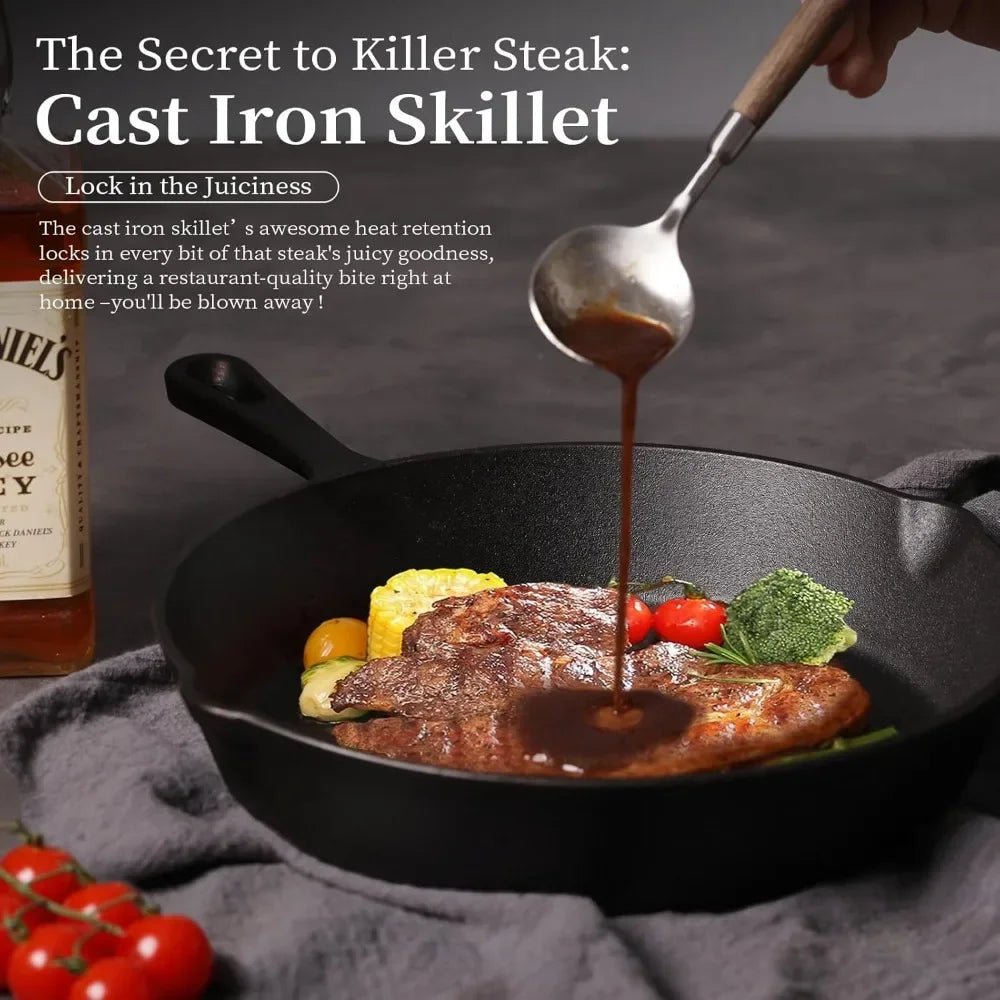 Premium Cast Iron Skillet - Non-Stick Frying Pan for Versatile Indoor & Outdoor Cooking 2