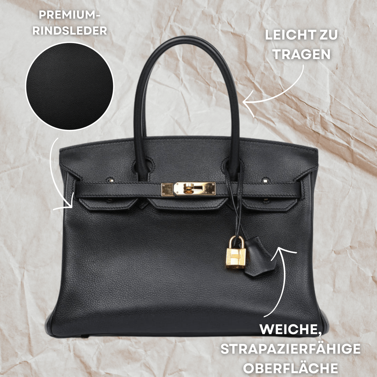 COWELLA – Premium Cowhide Leather Handbag with Zippered Compartments