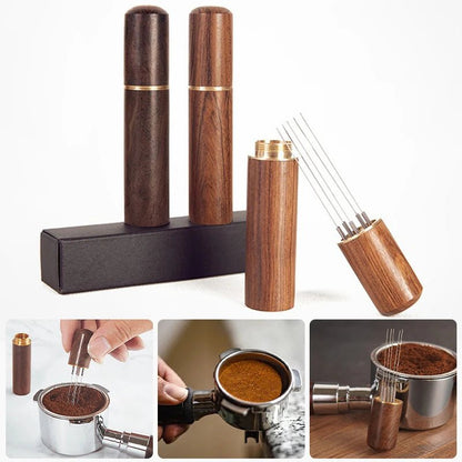 Premium Espresso Coffee Tamper with Stainless Steel Needles & Wooden Handle 1