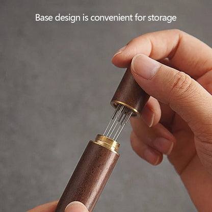 Premium Espresso Coffee Tamper with Stainless Steel Needles & Wooden Handle 4