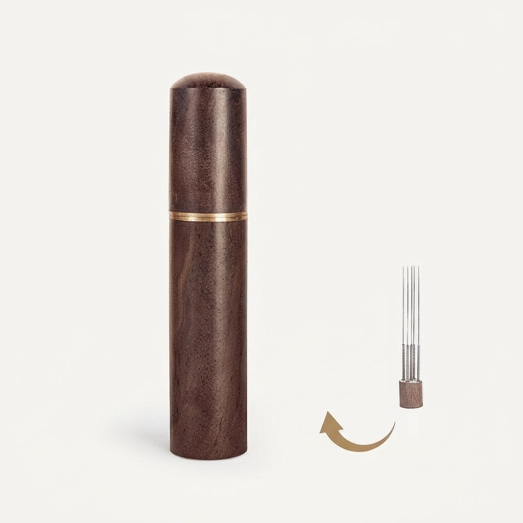 Premium Espresso Coffee Tamper with Stainless Steel Needles & Wooden Handle 7