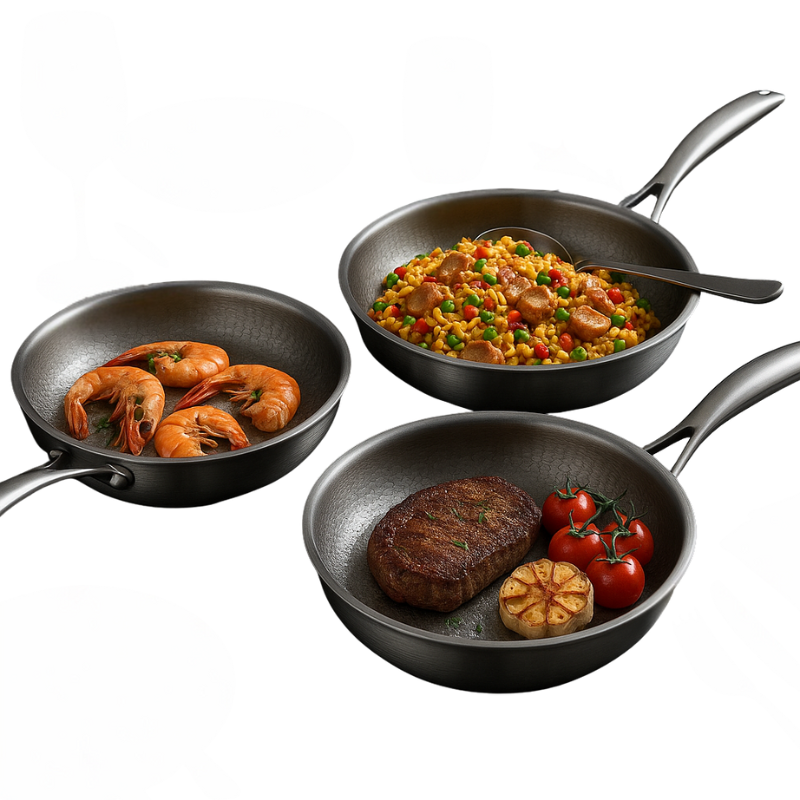 Premium Hammered Titanium Frying Pan for Even Heat Distribution and Durable Cooking 2