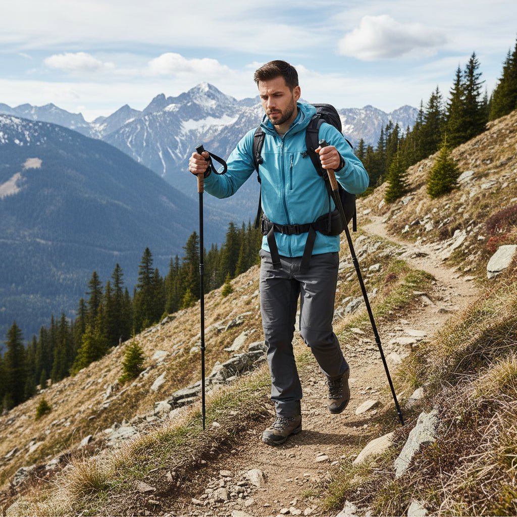 Premium Nordic Hiking Poles - Lightweight Telescopic Trekking Sticks with Cork Handle 0