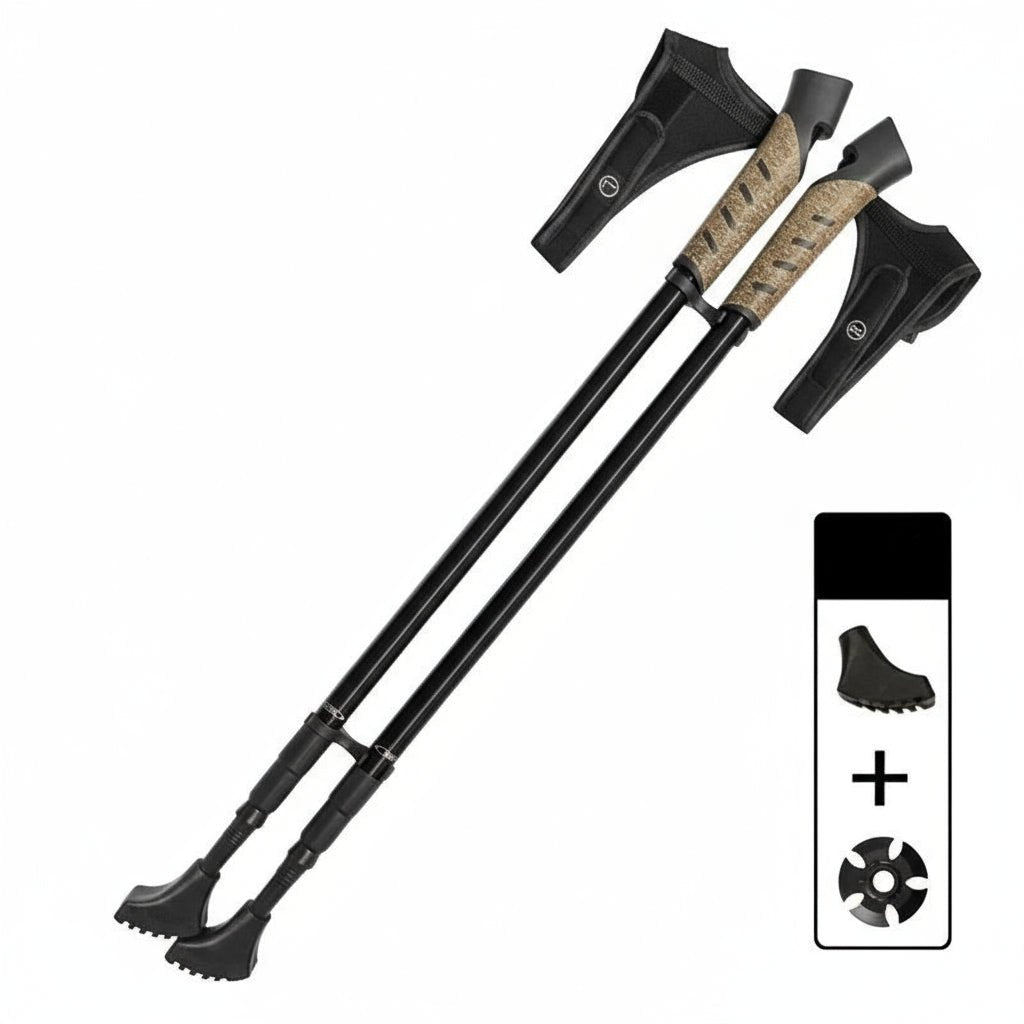Premium Nordic Hiking Poles - Lightweight Telescopic Trekking Sticks with Cork Handle 6
